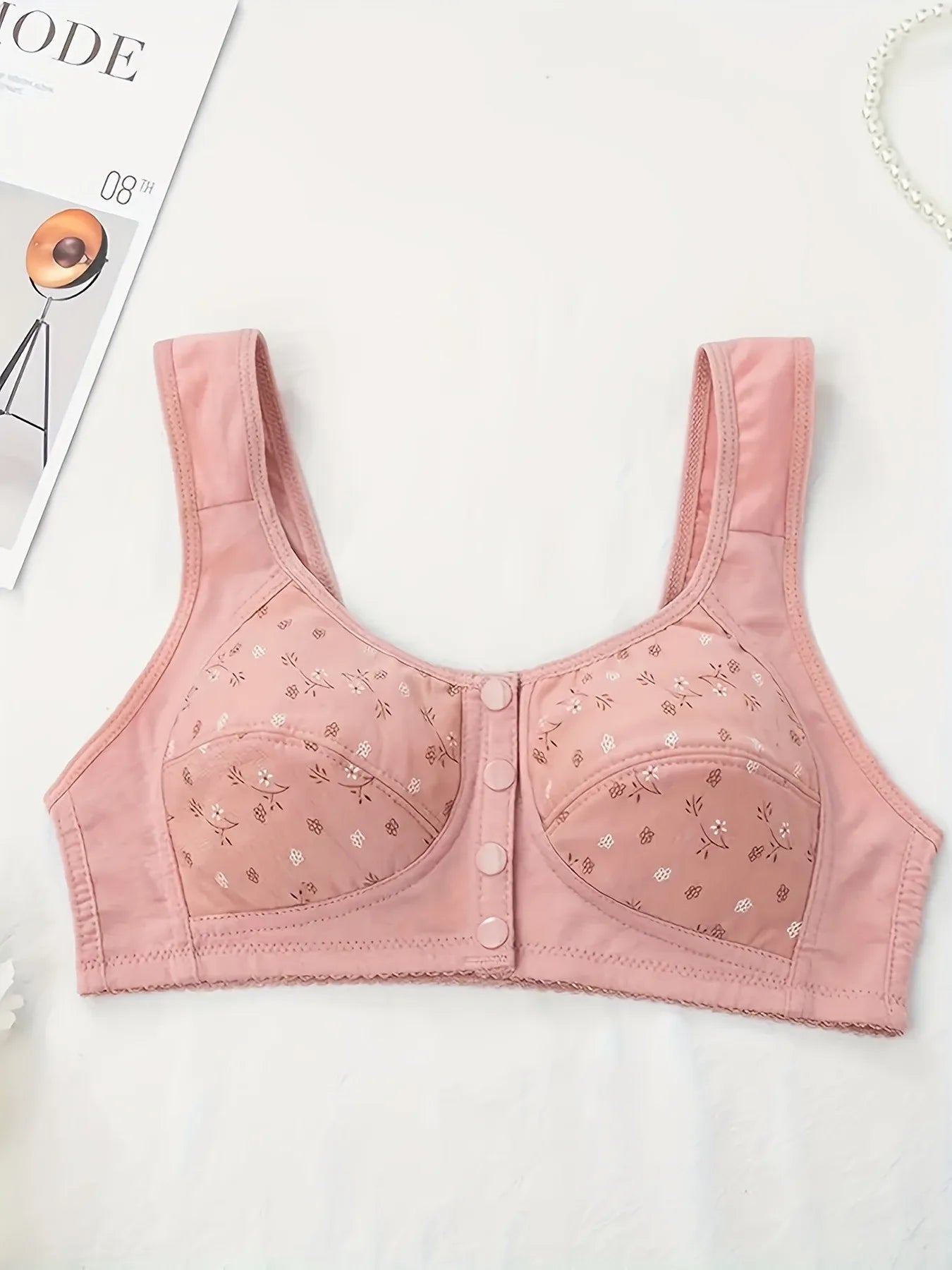 Elegant Front Buckle Floral Bra for Women – 7-Piece Set, Pressurized Support, Adjustable, Breathable, Ideal for Breastfeeding