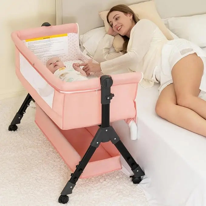 3 in 1 Baby Bassinet Bedside Sleeper, Easy to Assemble & Foldable Portable Baby Cradle for Newborns