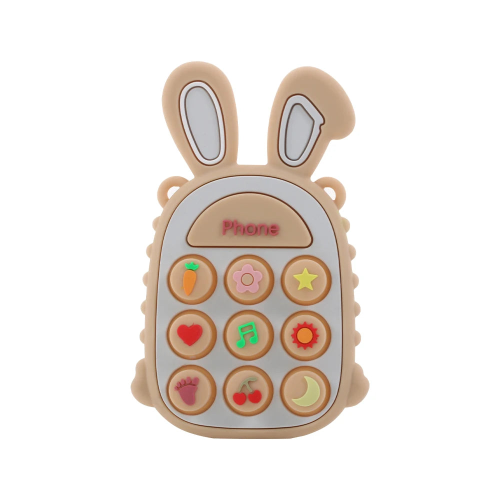 3Pcs Food Grade Silicone Baby Teether Rabbit Phone Shape Teething Toy Set BPA Free Infant Chew Sensory Toy Newborn Shower Gift