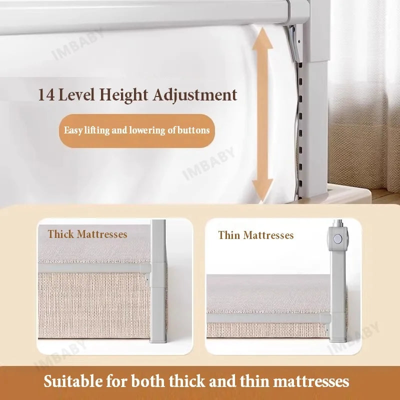 IMBABY Bed Guardrail Fully Folded Baby Safety Bed Barrier Preventing Falls Bed Safety Rails Bedroom Baby Sleeping Safety Fence