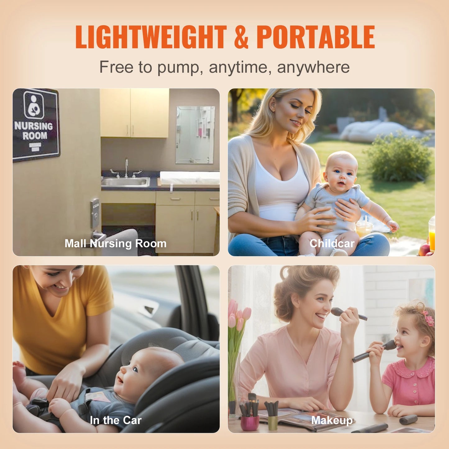 SucceBuy Breast Pump Portable 2800mAH Rechargeable Double Electric Breast Pumps Anti-Backflow Breastfeeding Pump w/ LED Display
