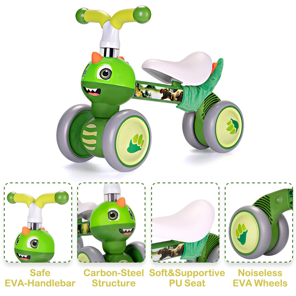 Baby Balance Bike 1 2 3 Years Old Boys Girls Toddler Ride on Toys for 1 Year Old Baby Trike Garden Toys 1st Birthday Gift for Girls Boys Bike Walker No Pedals (Dinosaur) No Pedal Trike and Walker for Kids. Safe Garden Play Ac