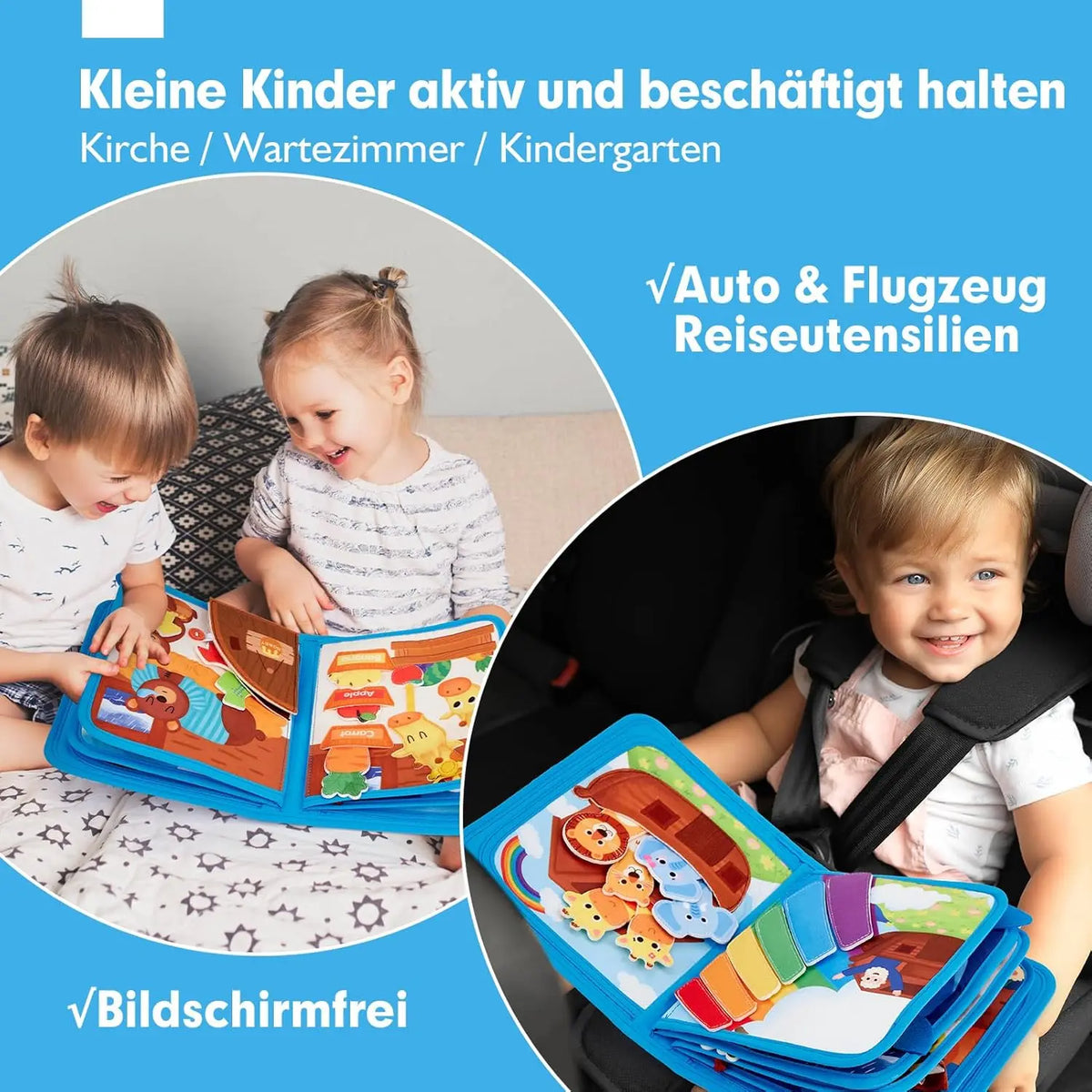 Children's baby Early Education Intelligence Learning baby Toys Felt Learning Board, Busy Board, Busy Book, Cloth Book, Including Life Skills, Alphabet, Numbers, Shapes Colors, Animals, Weather, Toddler Travel Toys, Birthday