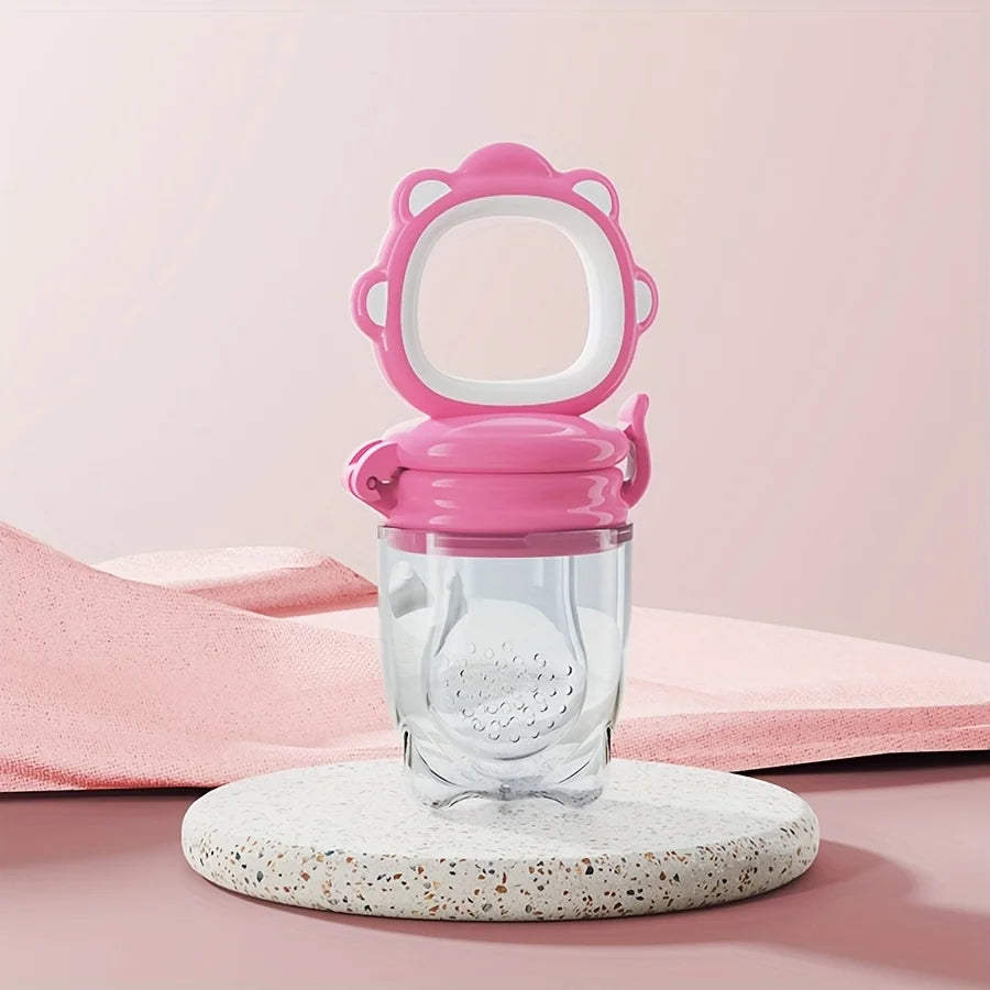 Baby Fruit & Vegetable Feeder with Silicone Mesh, Cartoon Lion Fresh Food Feeder Pacifier, Juice Feeding Teething Utensils