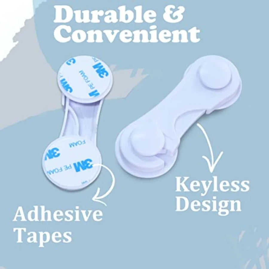 Child Proof Cabinet Locks for Baby Safety, 10 Pcs Baby Proofing Cabinet Locks with Adhesive for Drawer Cupboards Fridge Closet