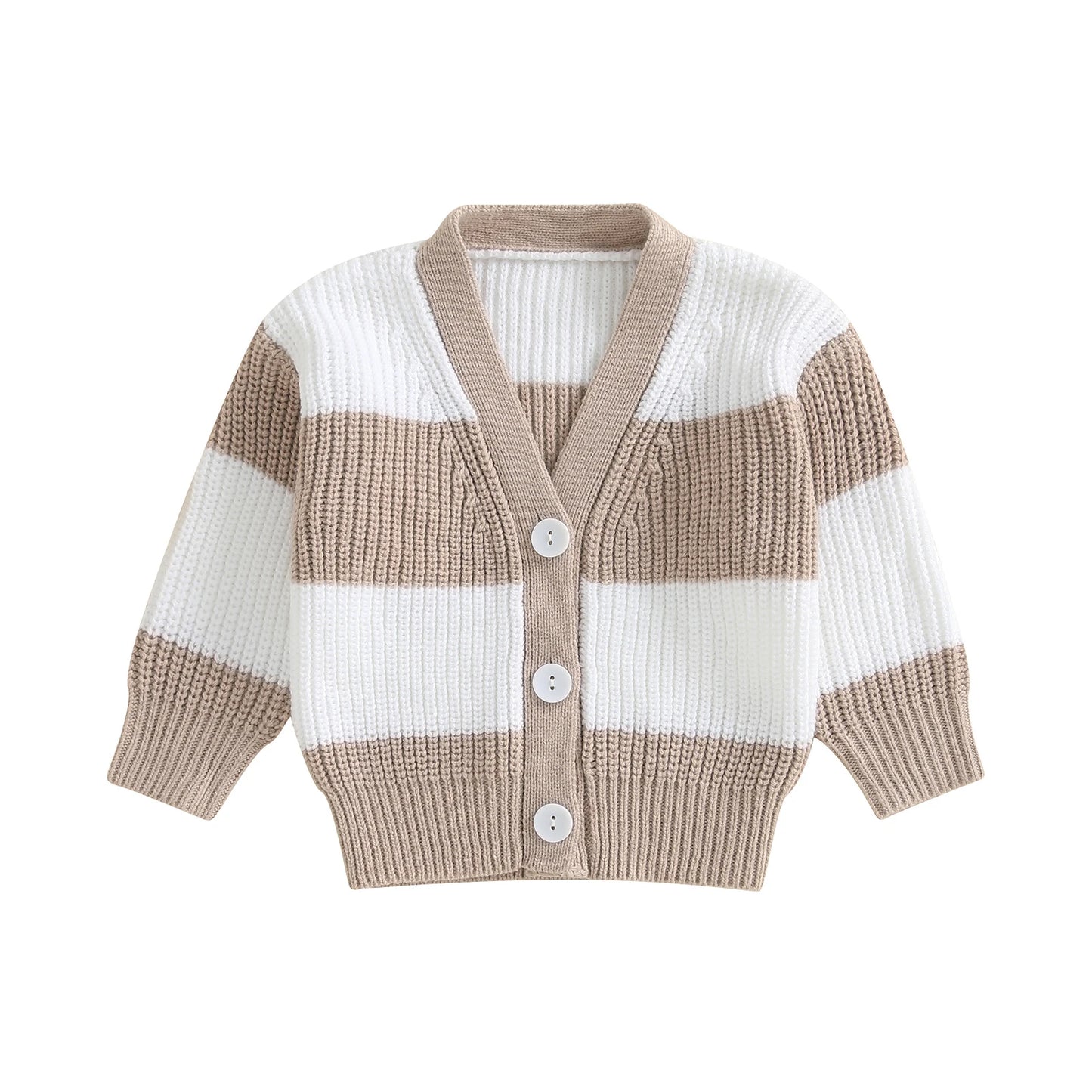 Infant Cable Knit Pullover Sweater with Ribbed V Neck and Button Closure - Cozy Toddler Winter Cardigan for Boys and Girls