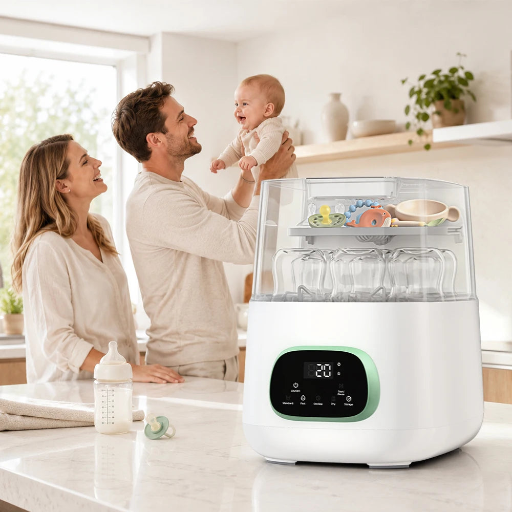 Kmaier 4-in-1 Auto Baby Bottle Washer 10L 120°C Steam Sterilizer Dryer 24H Storage Detergent Tablets for Baby Bottles & Pacifier