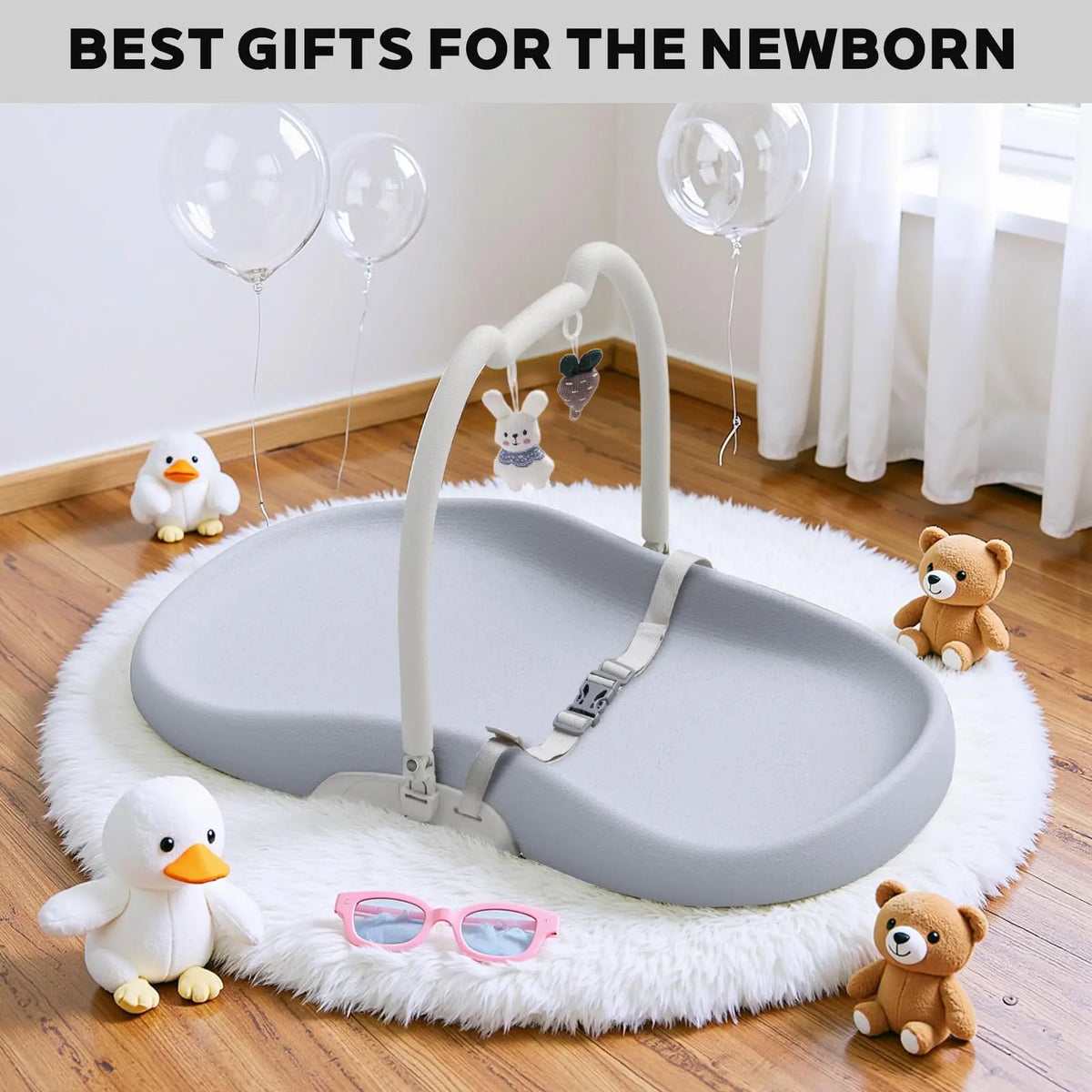 Baby Changing Mat Waterproof & Non-Slip with Washable Cover Safety Belt for Standard Chest of Drawers Changing Table Bed Sofa