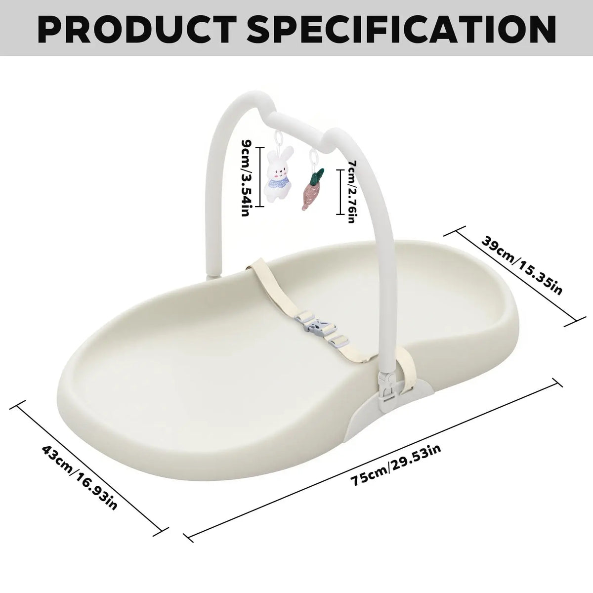 Baby Changing Mat Waterproof & Non-Slip with Washable Cover Safety Belt for Standard Chest of Drawers Changing Table Bed Sofa