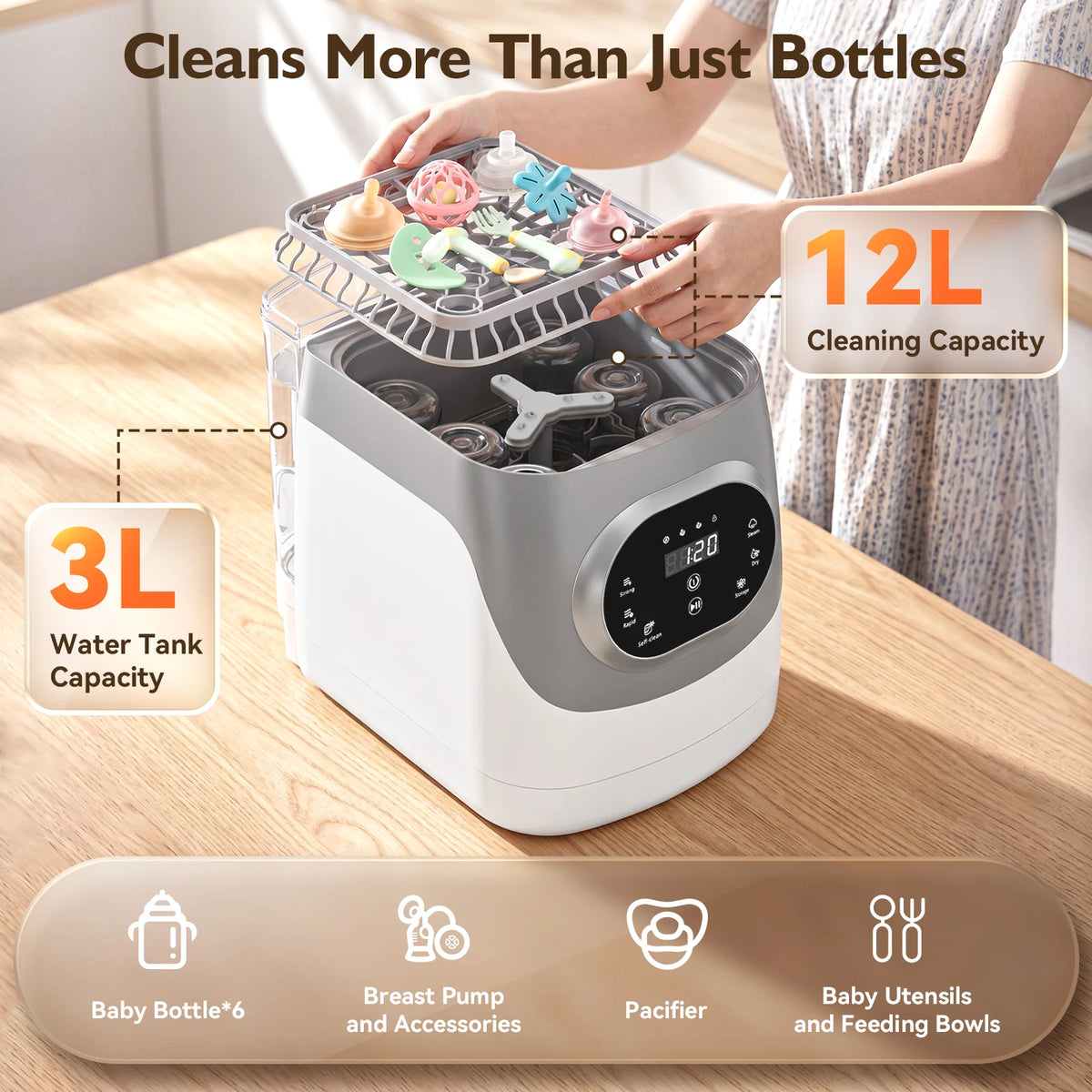 Baby Bottle Care Machine Multi-functional Baby Bottle Washer Sterilizer and Dryer for All Baby Items Bottles&Breast Pump Accessories