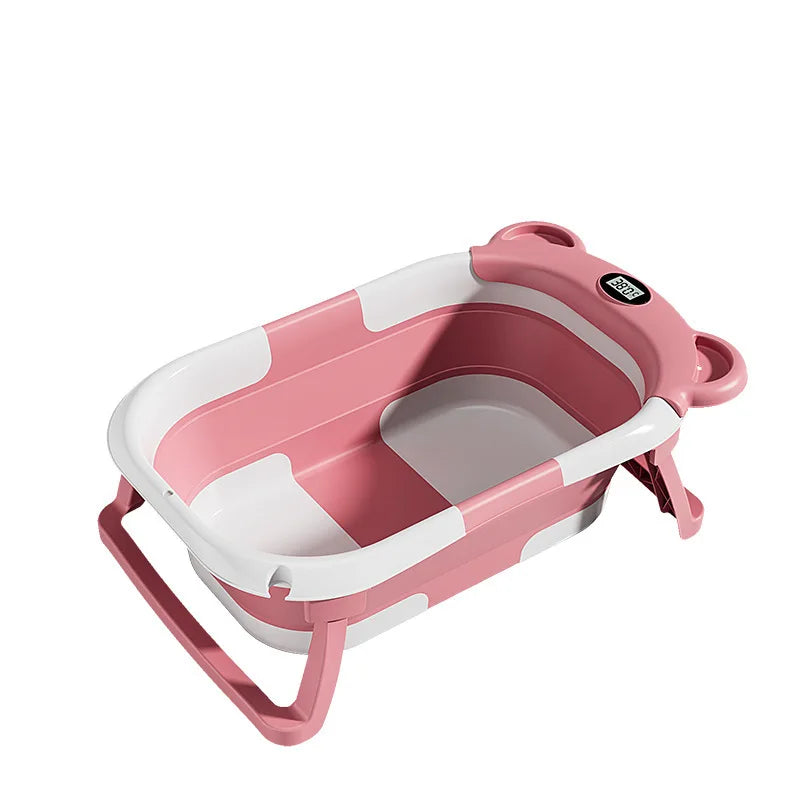 UBRAVOO Foldable Baby Bathtub Set With Detachable Parts And Temperature Display; Suitable For Newborns And Infants Aged 0 To 36 Months.