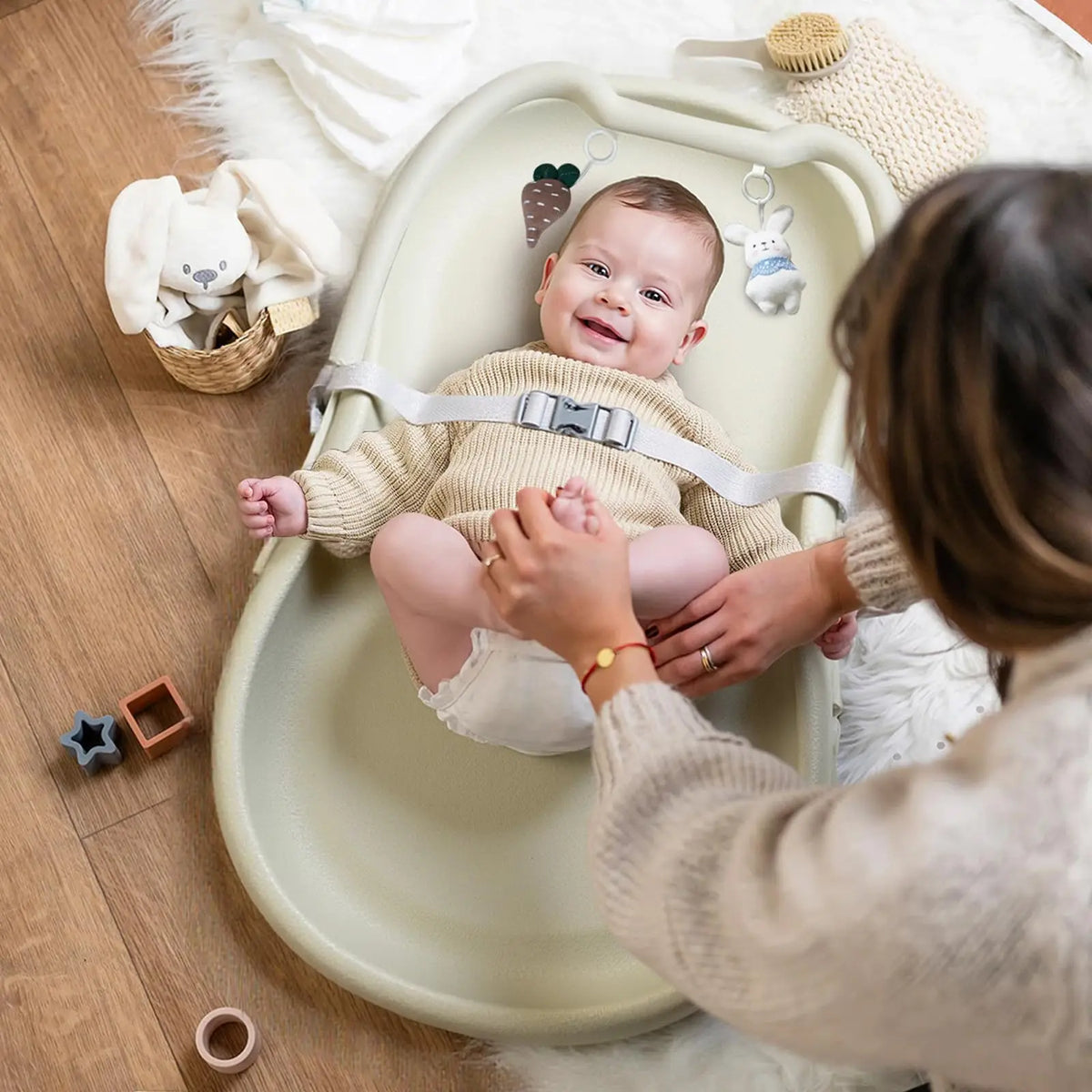 Baby Changing Mat Waterproof & Non-Slip with Washable Cover Safety Belt for Standard Chest of Drawers Changing Table Bed Sofa