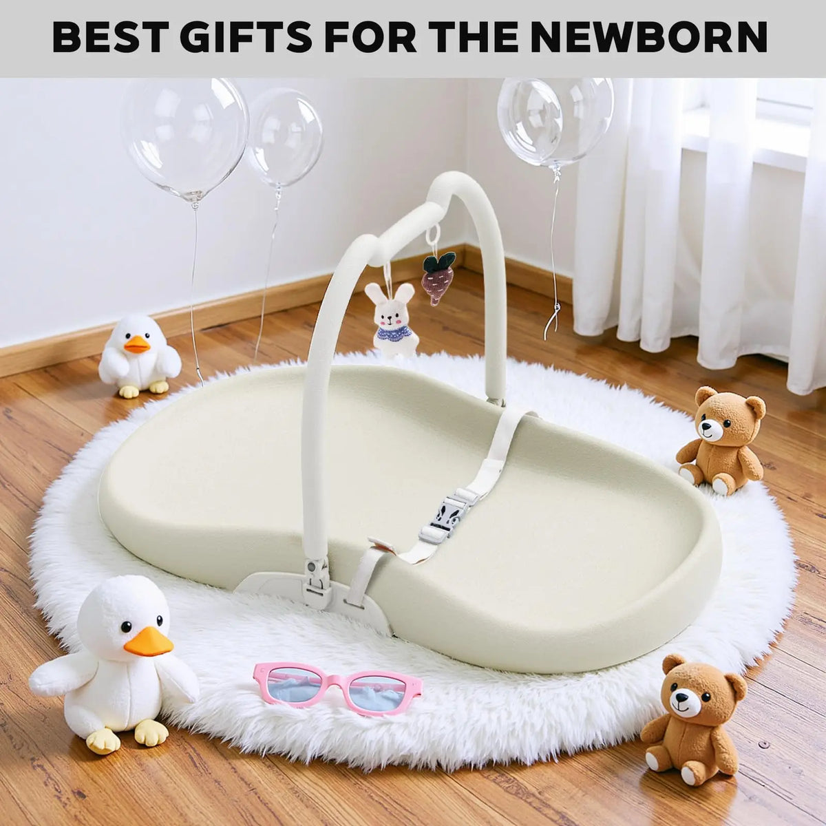 Baby Changing Mat Waterproof & Non-Slip with Washable Cover Safety Belt for Standard Chest of Drawers Changing Table Bed Sofa