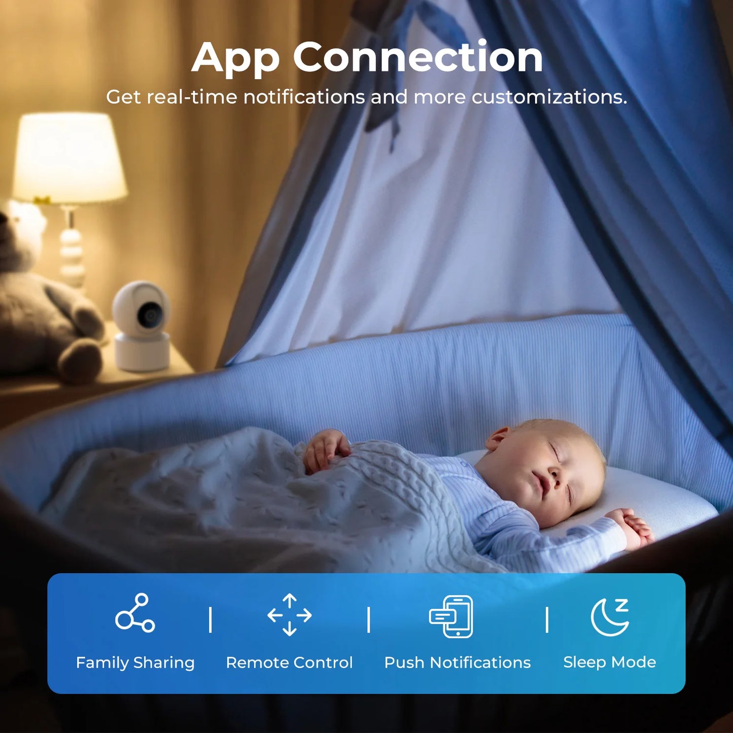 IMILAB C22 WiFi Baby Monitor Indoor Camera - AI Detection Night Vision 2-Way Audio 360° PTZ for Child Safety