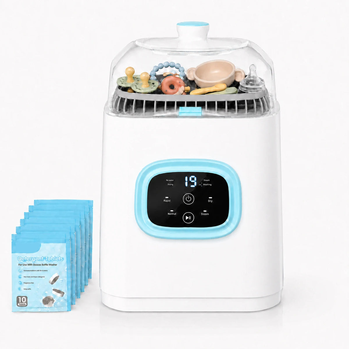 Baby Bottle Washer Dryer and Sterilizer, Bottle Washer Machine Baby, 4‑in‑1 Automatic Washer‑Sterilizer‑Dryer‑Storage Station, Smart Digital Display with Normal & Rapid Dual Wash Modes, 12L Large‑Capacity Baby Fee