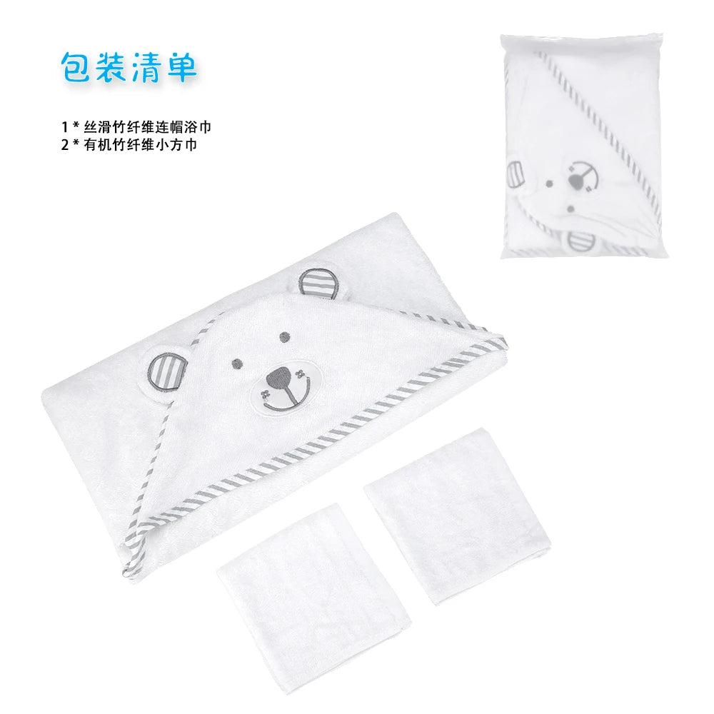 Toddlers Bath Towel Baby Hooded Towel Organic Baby Bath Towels Bear Embroided Handkerchief Soft Nature Towel Super Absorbent