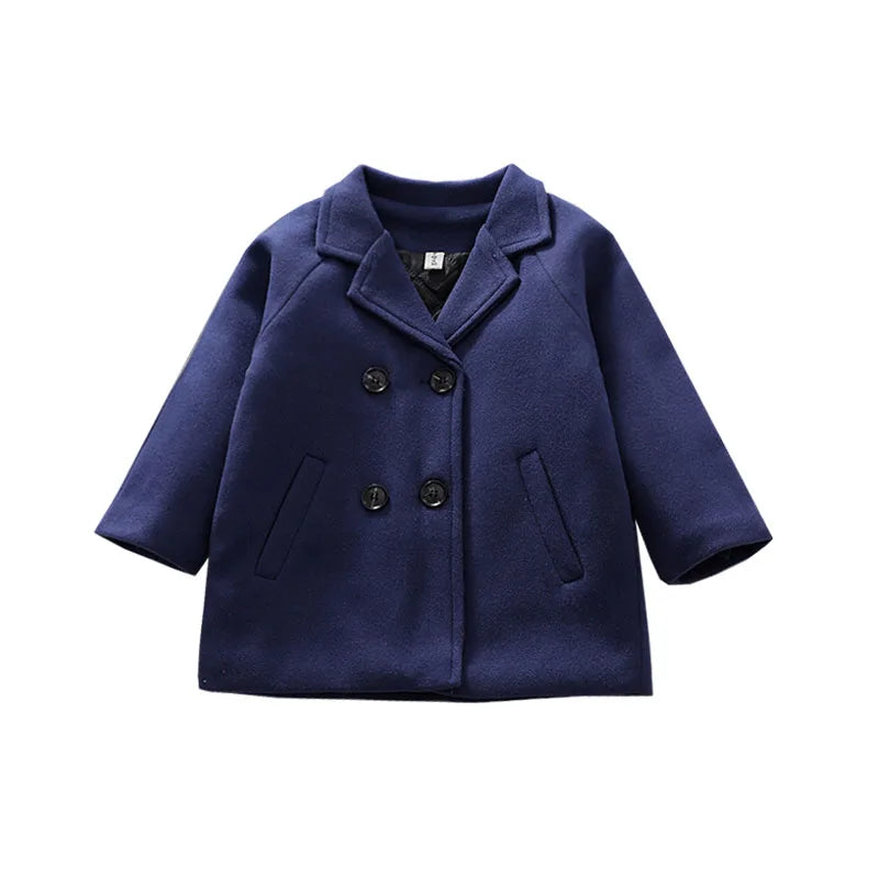 Lioraitiin Winter Grid Jackets Boys Girl Woolen Double-breasted Baby Boy Trench Coat Lapel Autumn Kids Outerwear Coats Wool Coat