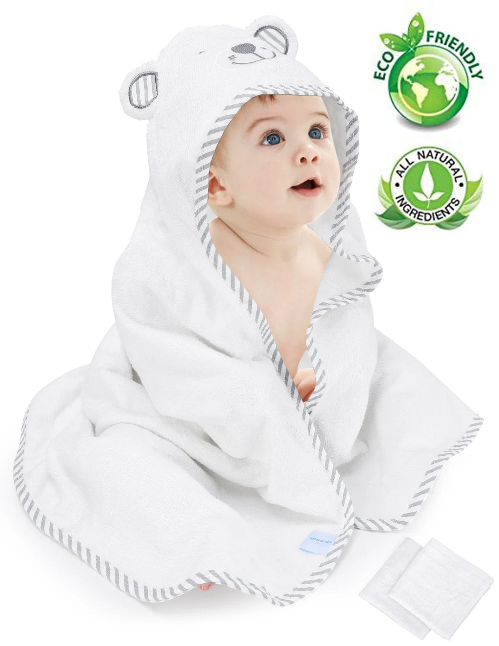Toddlers Bath Towel Baby Hooded Towel Organic Baby Bath Towels Bear Embroided Handkerchief Soft Nature Towel Super Absorbent