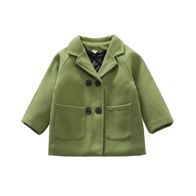 Lioraitiin Winter Grid Jackets Boys Girl Woolen Double-breasted Baby Boy Trench Coat Lapel Autumn Kids Outerwear Coats Wool Coat