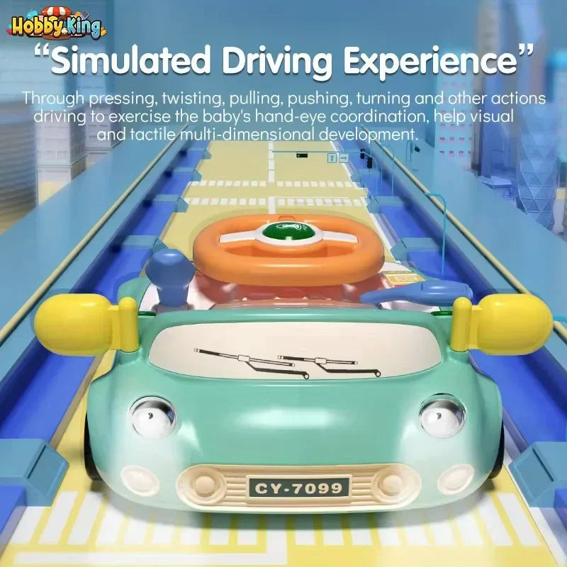 Kids Electric Steering Wheel Toy - Simulated Driving Machine with Light & Music Multi-Functional Sensory Educational Gift for Ch