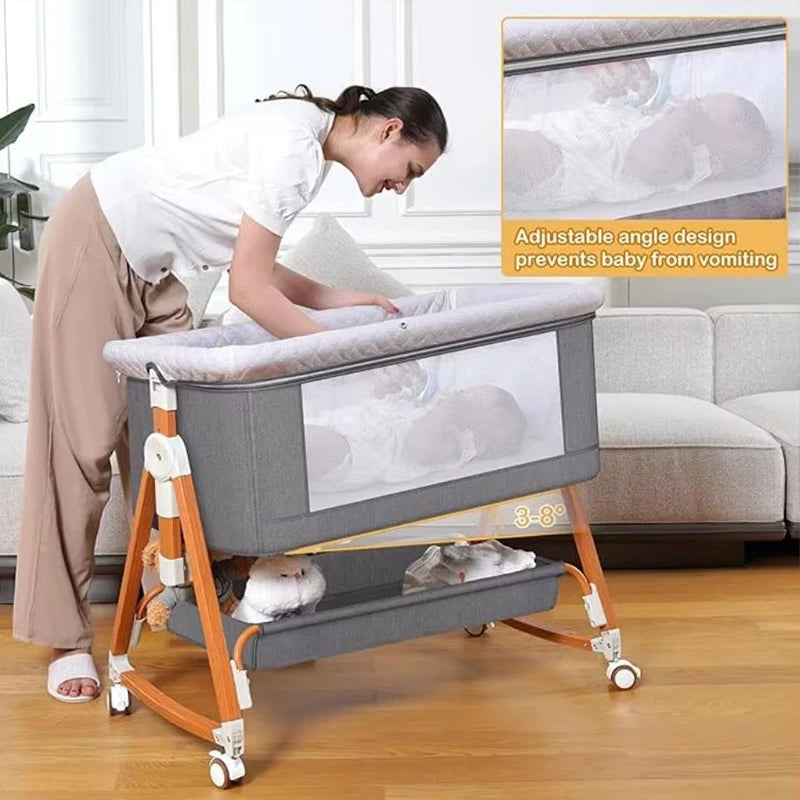 Baby Crib 3 in 1 Baby Bassinet Portable Bedside Bassinet for Baby Foldable Crib Travel Baby Crib Rocking 6 Adjustable Height