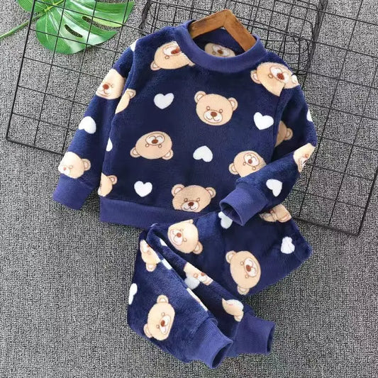 3PCS Baby Boys & Girls Clothing Set – Thicken Fleece Toddler Outfits with Hooded Outerwear, Tops & Pants (Warm Costume Suit)