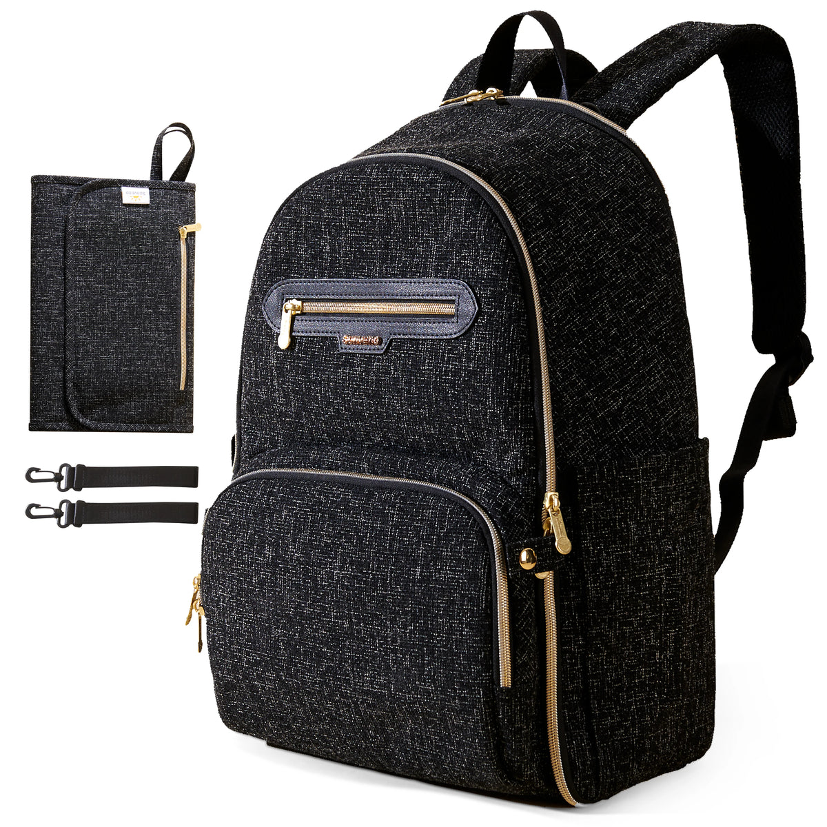 Sunveno Diaper Bag Backpack, Large Baby Nappy Bags with Portable Changing Pad for Moms Dads
