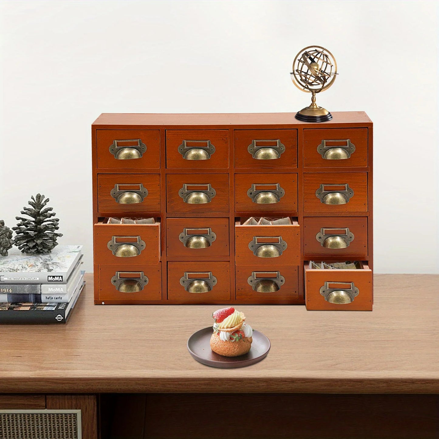 16Drawers Apothecary Cabinet with Drawers, Tabletop Vintage Apothecary Chests Cabinets Rustic Herb Storage Box