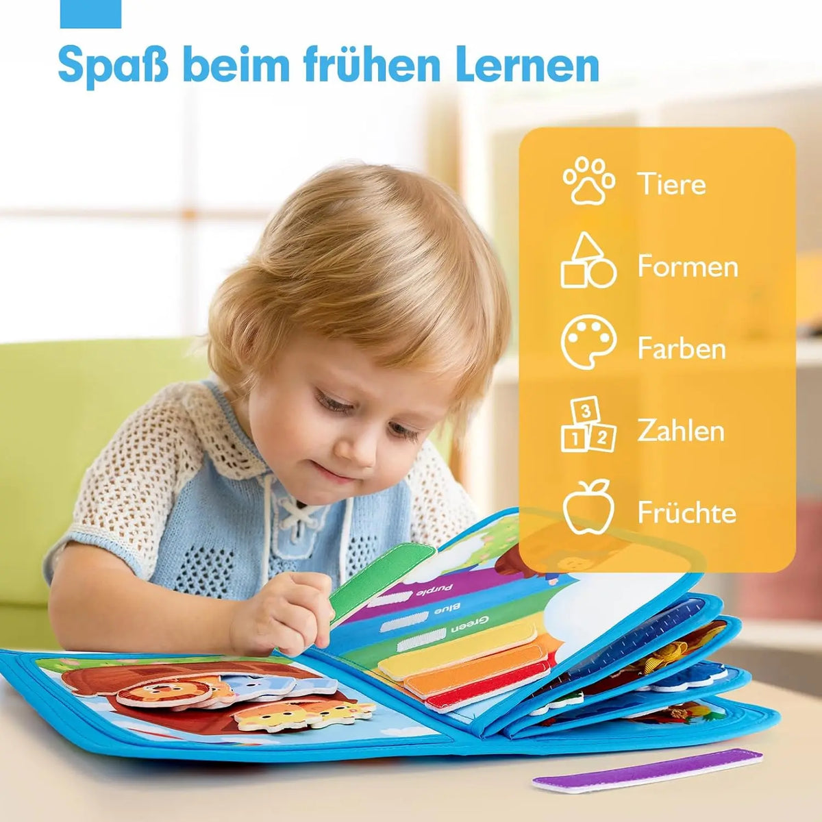 Children's baby Early Education Intelligence Learning baby Toys Felt Learning Board, Busy Board, Busy Book, Cloth Book, Including Life Skills, Alphabet, Numbers, Shapes Colors, Animals, Weather, Toddler Travel Toys, Birthday