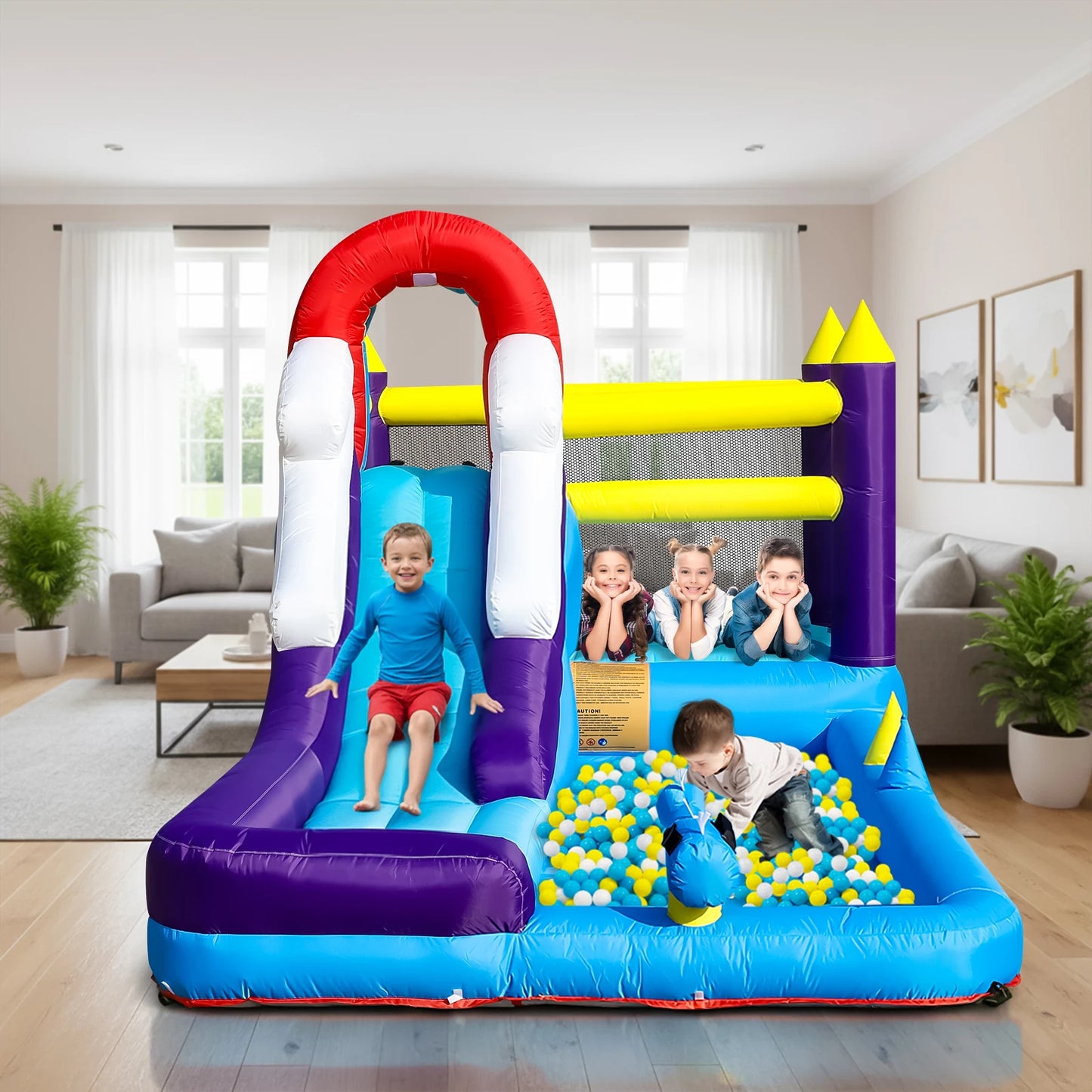 23FT Inflatable Water Slide with Splash Pool, Outdoor  Water Park Slide, Heavy Duty Bounce House with Climbing Wall & Water Spray for Summer Party Family Fun