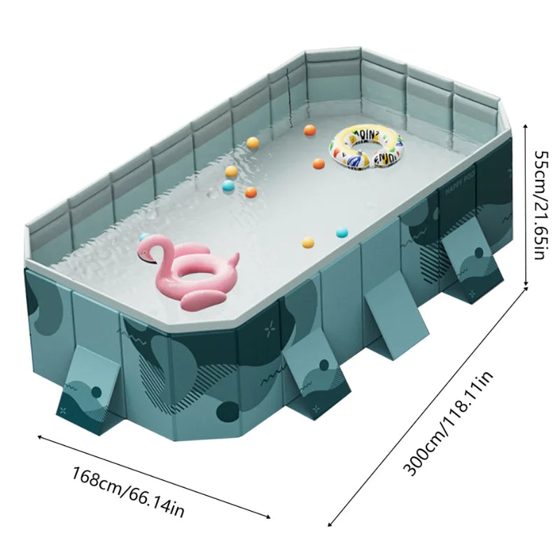 Foldable Pool For Family Non Inflatable Frame Outdoor Swimming Pool Kiddie Pools Thickened Support Above Ground 1~8 People Blue