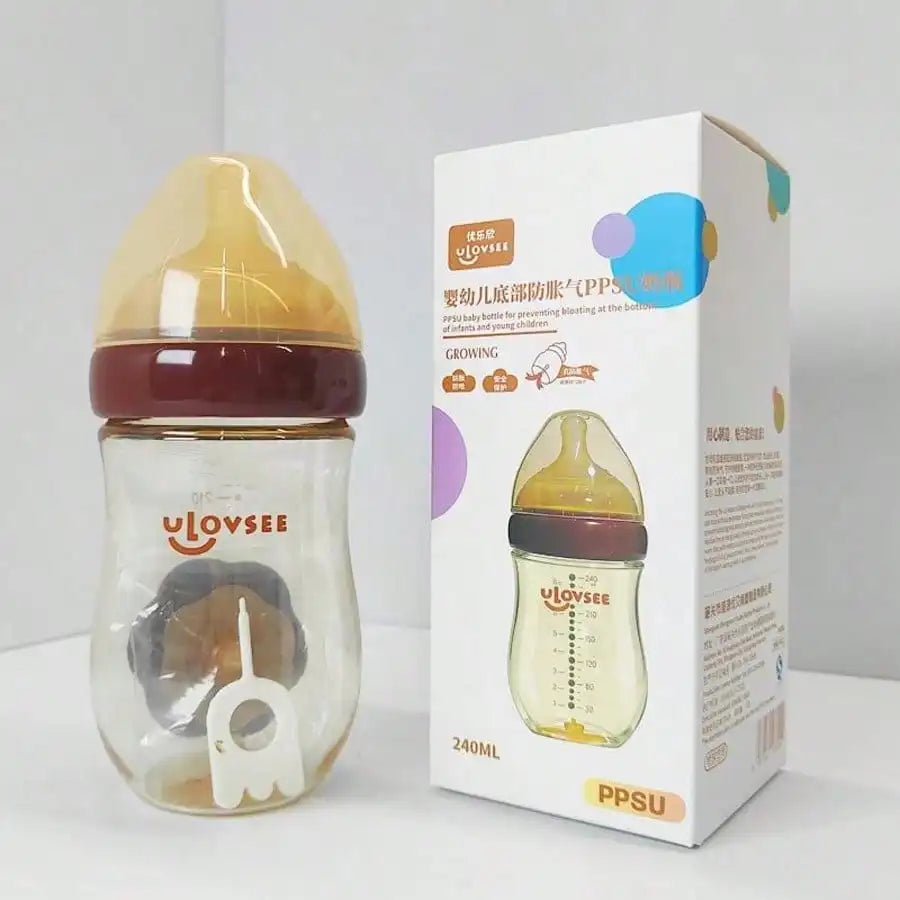 New 240ml/160ml PPSU Baby Bottle, Wide-Neck Feeding Bottle with Bottom Air Balance Hole/Valve, Heat Resistance Milk Bottle, Perfect Gift for Newborn