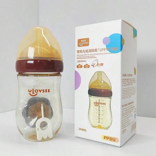 New 240ml/160ml PPSU Baby Bottle, Wide-Neck Feeding Bottle with Bottom Air Balance Hole/Valve, Heat Resistance Milk Bottle, Perfect Gift for Newborn