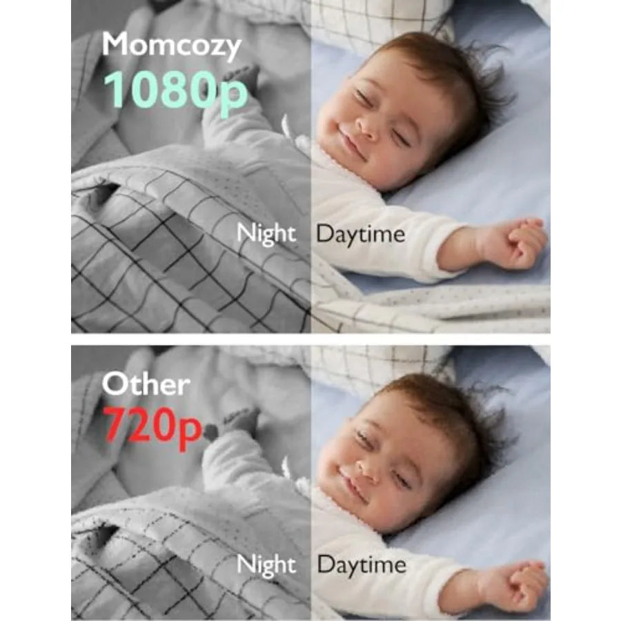 Video Baby Monitor, 1080P 5 HD Baby Monitor with Plastic Housing, White, Infrared Night Vision 2-Way Audio for Nursery Use