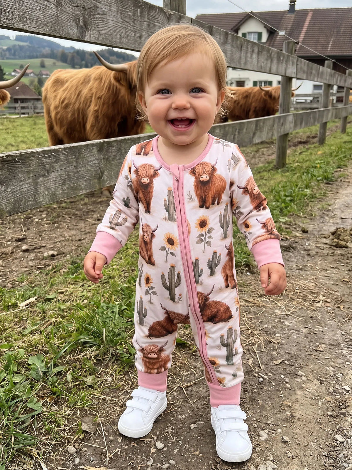 Sleeve Style Printed Fall Baby Girl Long Girl Printed-Zipper-Jumpsuit Romper Western Style Romper Lightweight
