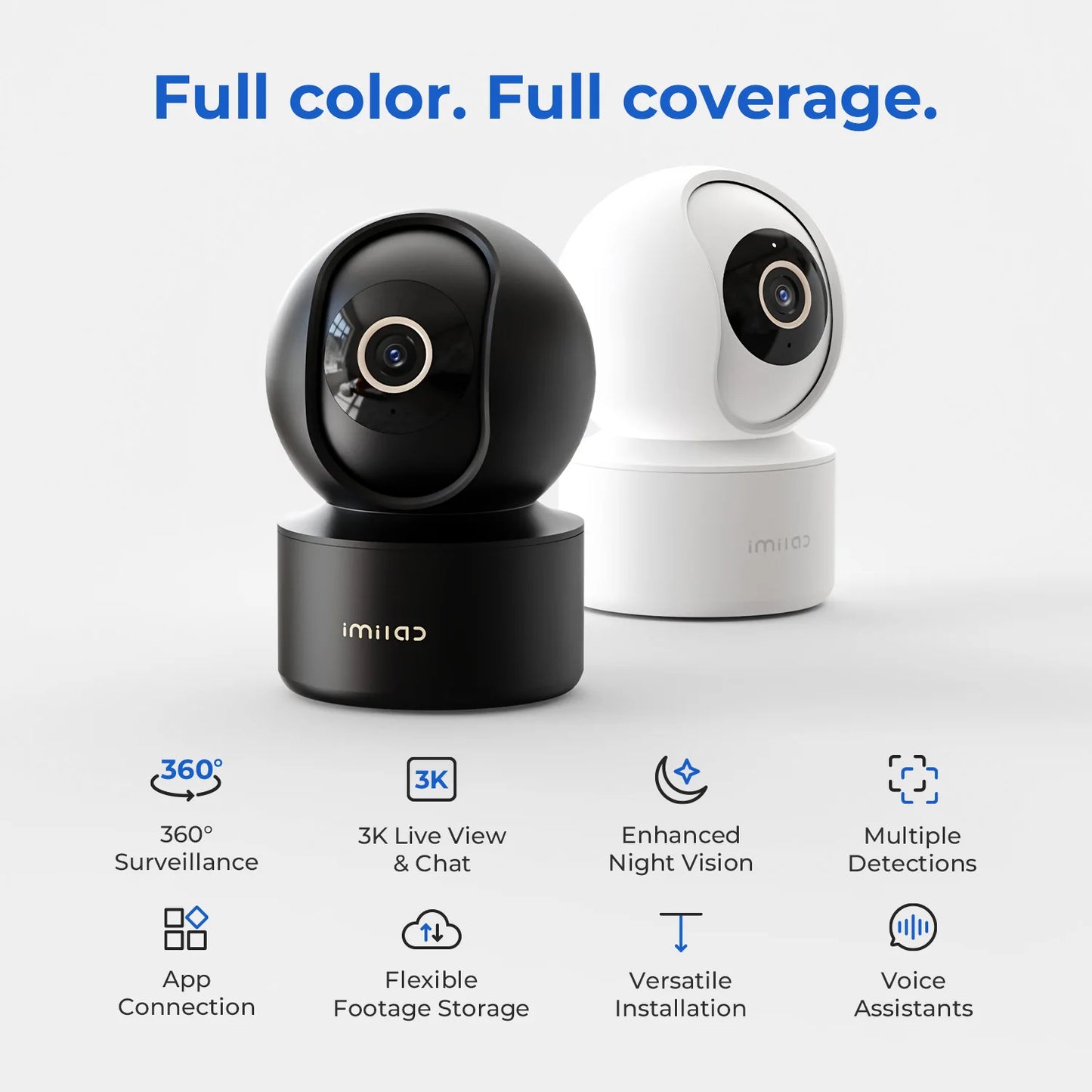 IMILAB C22 WiFi Baby Monitor Indoor Camera - AI Detection Night Vision 2-Way Audio 360° PTZ for Child Safety