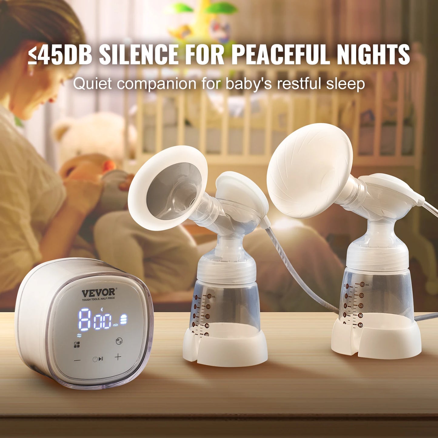 SucceBuy Breast Pump Portable 2800mAH Rechargeable Double Electric Breast Pumps Anti-Backflow Breastfeeding Pump w/ LED Display