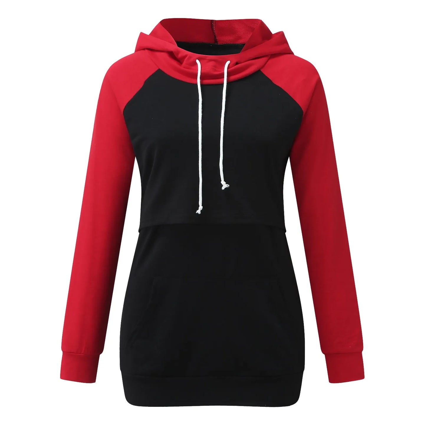 Maternity Tops Womens Pregnant Color Patchwork Long Sleeve Hoodie Casual Blouse Womens Breastfeeding Sweatshirt With Pockets
