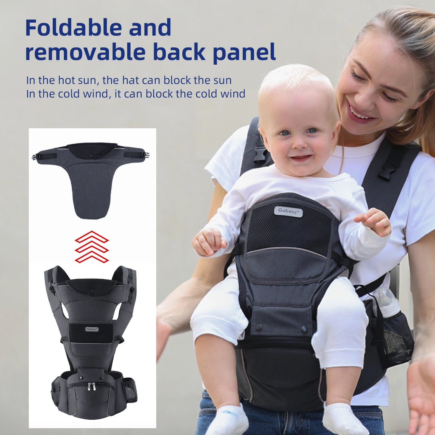 13 In 1 Baby Growth Carrier Newborn to Toddler 0-44 Lbs Ergonomic Infant Carrier with Removable Plate Safety Reflective Strips