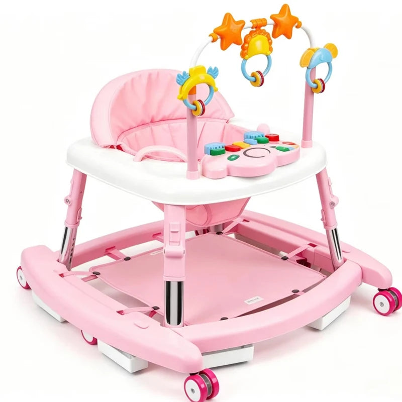 Baby Walker Portable Baby Rocker 5-in-1 Foldable Baby Walker Multi Functional Anti Roll Walker for Toddlers Aged 6–18 Months