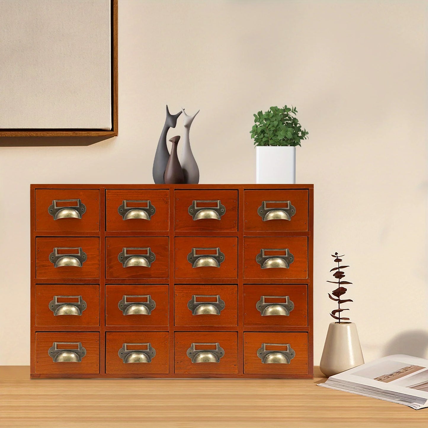 16Drawers Apothecary Cabinet with Drawers, Tabletop Vintage Apothecary Chests Cabinets Rustic Herb Storage Box