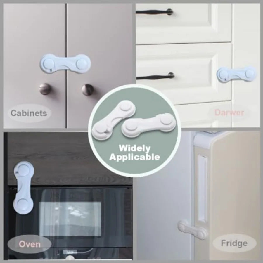 Child Proof Cabinet Locks for Baby Safety, 10 Pcs Baby Proofing Cabinet Locks with Adhesive for Drawer Cupboards Fridge Closet