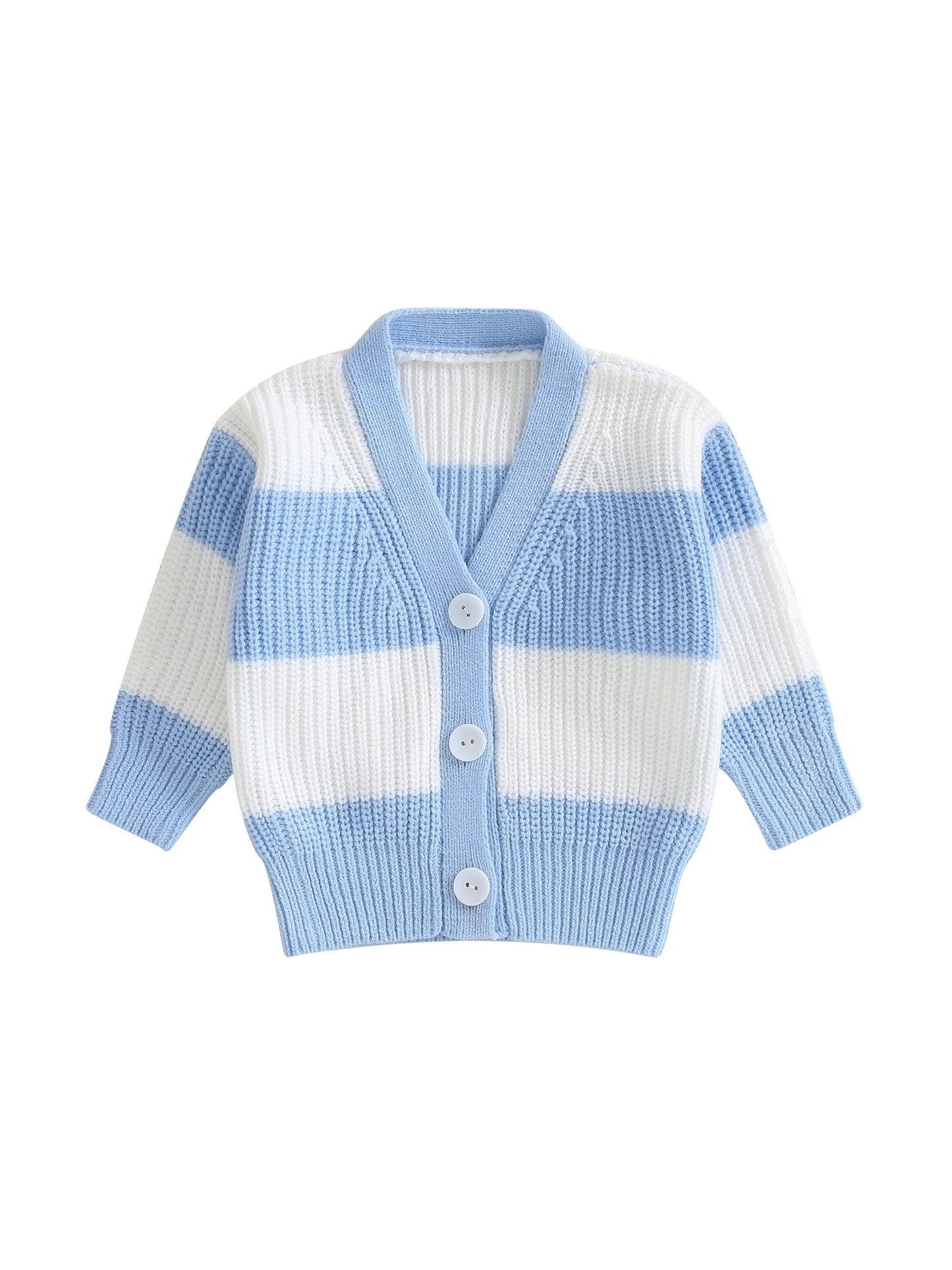 Infant Cable Knit Pullover Sweater with Ribbed V Neck and Button Closure - Cozy Toddler Winter Cardigan for Boys and Girls