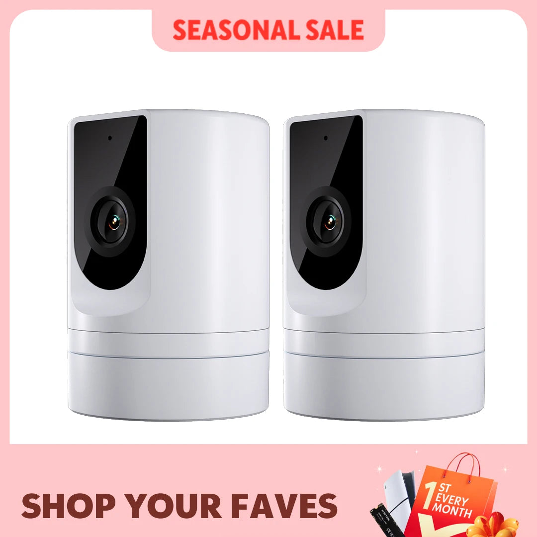 2PC Ease Life APP, Security Camera Indoor, 1080P Pet Camera, Pet Camera with Phone App, Foldable Baby Camera for Home Security,