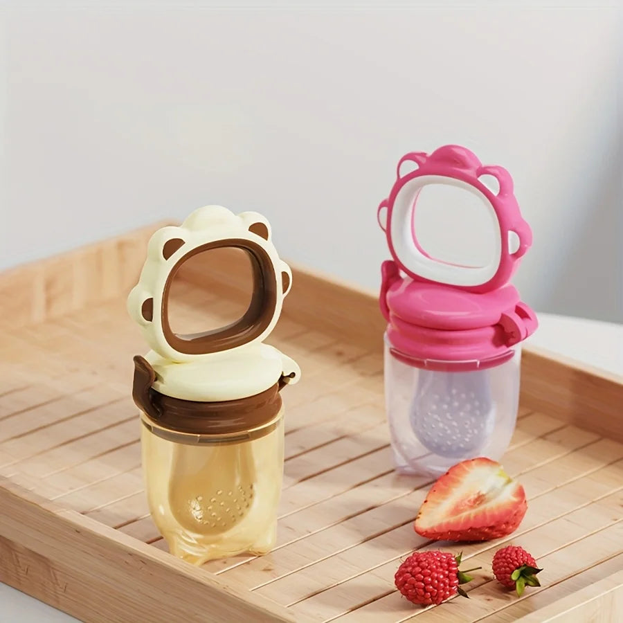 Baby Fruit & Vegetable Feeder with Silicone Mesh, Cartoon Lion Fresh Food Feeder Pacifier, Juice Feeding Teething Utensils