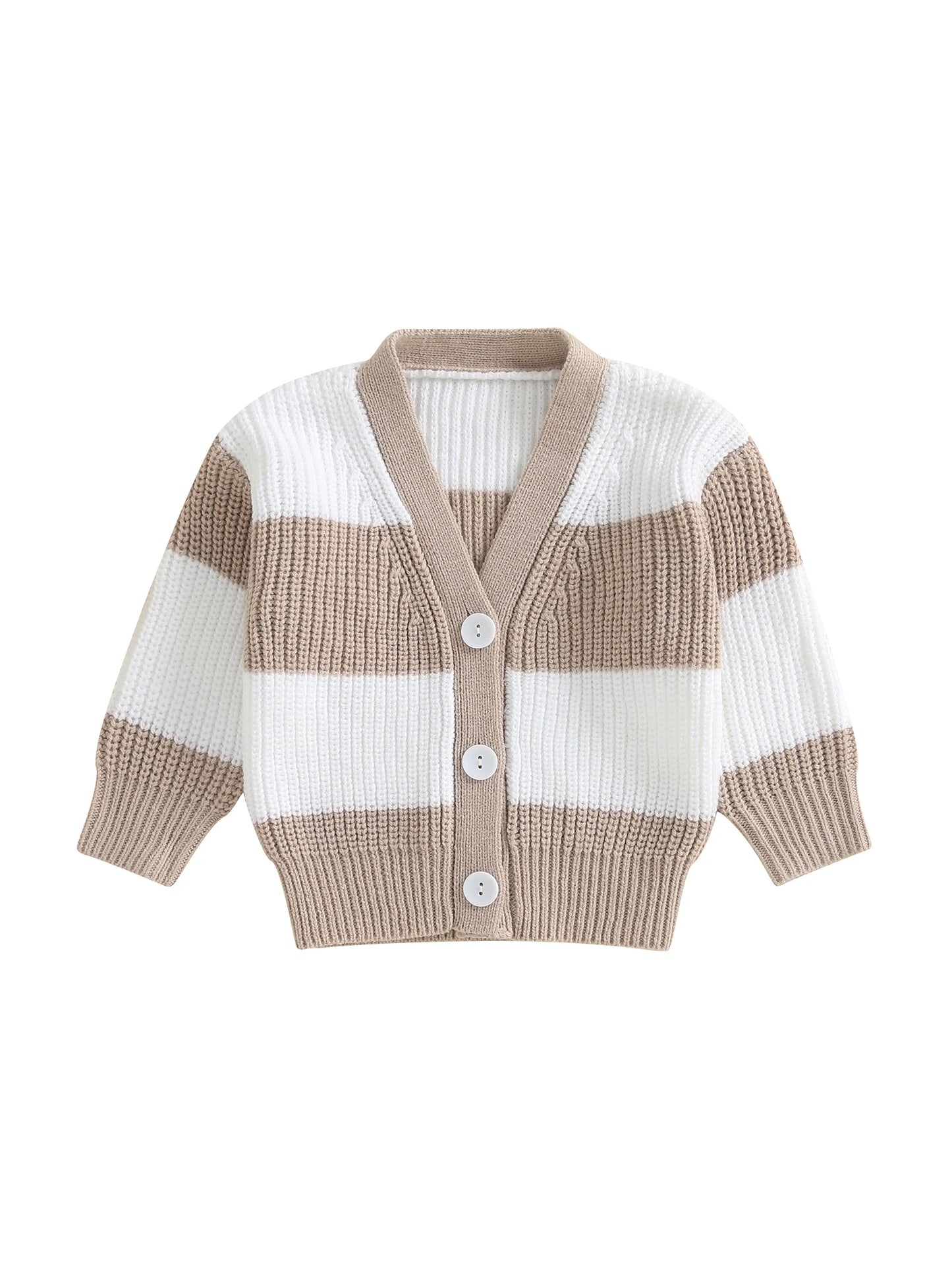 Infant Cable Knit Pullover Sweater with Ribbed V Neck and Button Closure - Cozy Toddler Winter Cardigan for Boys and Girls