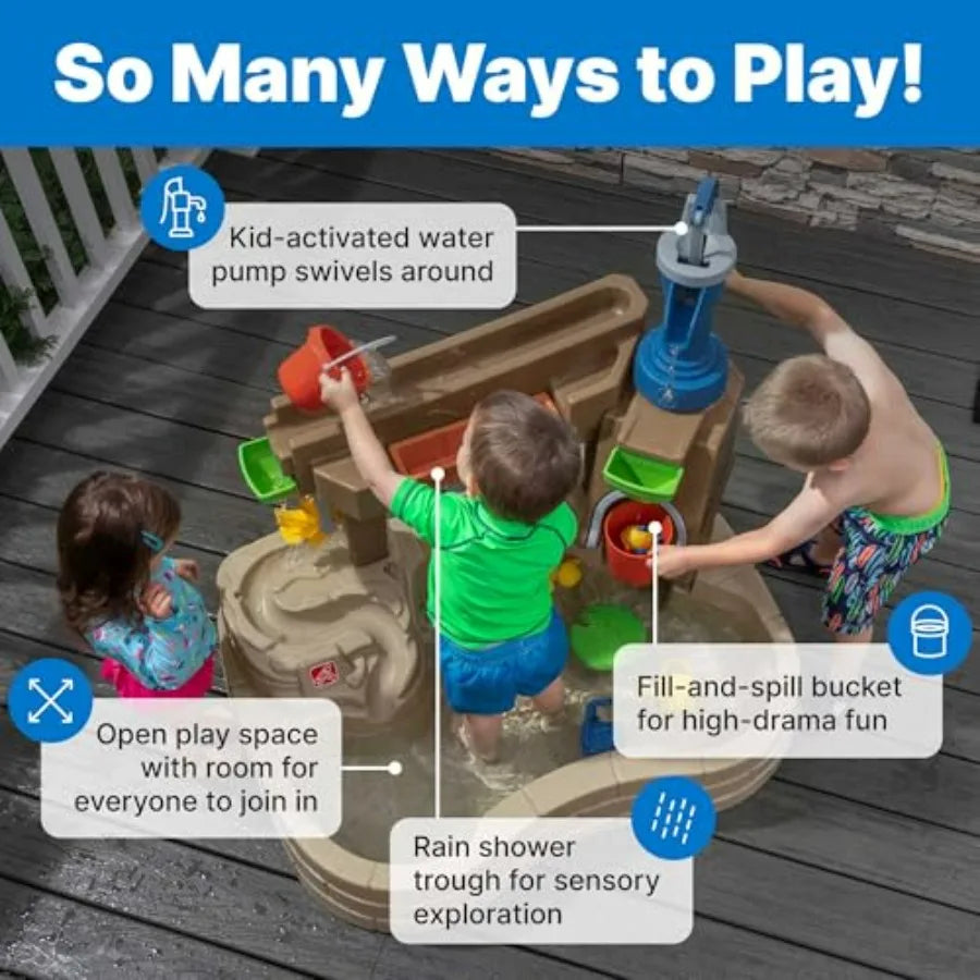 Step 2 Pump Splash Discovery Pond Water Table Water Sensory Activity Pool Summer Outdoor Toys 10 Piece Toy Accessories for Todd