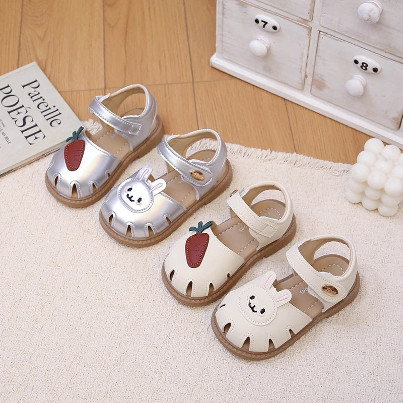 Baby Walking Shoes Hollowed-out Soft Bottom Kids Beach Shoes Sweet Bunny 2026 Summer New Toddler Sandals Non-slip Casual