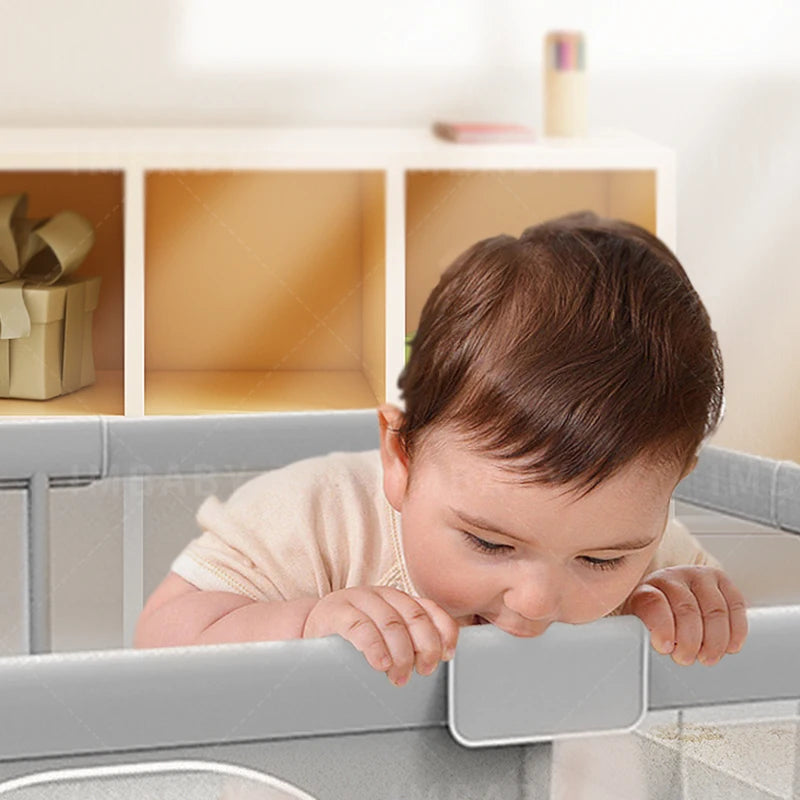 IMBABY Grey Corral for Baby with Protective Angle Baby Playground Quality Baby Crawling Fence Game Playpen for Children Playpen