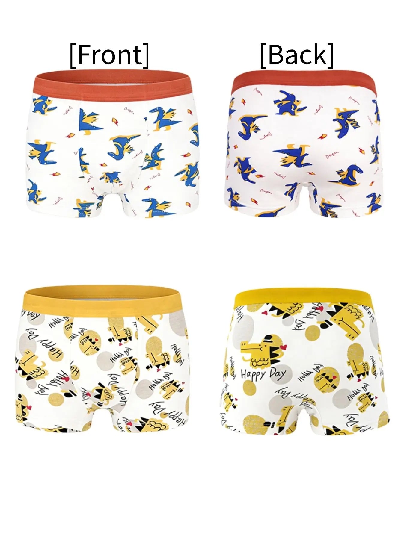 Kids Boys Cotton Underwears 12 Pack, Soft Boxer Briefs With Non-Roll Waistband, Cute Dino Print Undies For School & Daily Play